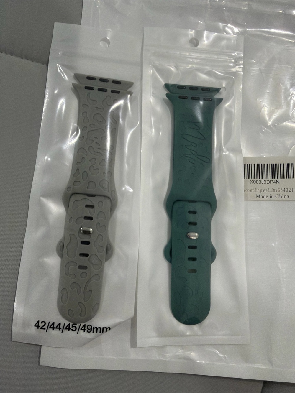 Leopard’s print Silicone Replacement Watch Band for 42/44/45/49mm - Gray & Teal